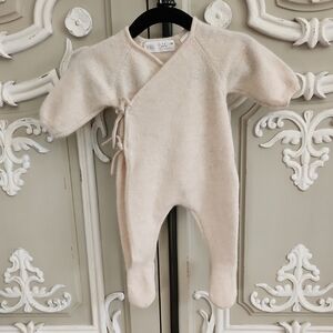 Zara Baby Soft Beige Kids Footie One Piece Size 0 - 1 Month 100% Cashmere